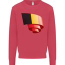 Curled Belgium Flag Belgian Day Football Kids Sweatshirt Jumper Heliconia