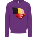 Curled Belgium Flag Belgian Day Football Kids Sweatshirt Jumper Purple