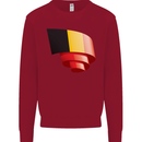 Curled Belgium Flag Belgian Day Football Kids Sweatshirt Jumper Red