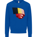 Curled Belgium Flag Belgian Day Football Kids Sweatshirt Jumper Royal Blue