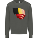 Curled Belgium Flag Belgian Day Football Kids Sweatshirt Jumper Storm Grey