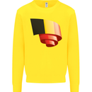 Curled Belgium Flag Belgian Day Football Kids Sweatshirt Jumper Yellow