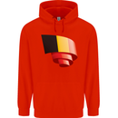 Curled Belgium Flag Belgian Day Football Mens 80% Cotton Hoodie Bright Red