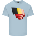 Curled Belgium Flag Belgian Day Football Mens Cotton T-Shirt Tee Top Light Blue