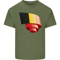 Curled Belgium Flag Belgian Day Football Mens Cotton T-Shirt Tee Top Military Green