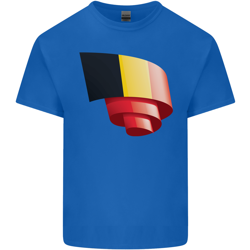 Curled Belgium Flag Belgian Day Football Mens Cotton T-Shirt Tee Top Royal Blue