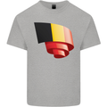 Curled Belgium Flag Belgian Day Football Mens Cotton T-Shirt Tee Top Sports Grey