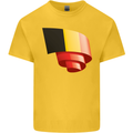 Curled Belgium Flag Belgian Day Football Mens Cotton T-Shirt Tee Top Yellow