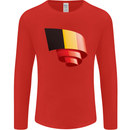 Curled Belgium Flag Belgian Day Football Mens Long Sleeve T-Shirt Red
