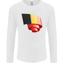 Curled Belgium Flag Belgian Day Football Mens Long Sleeve T-Shirt White