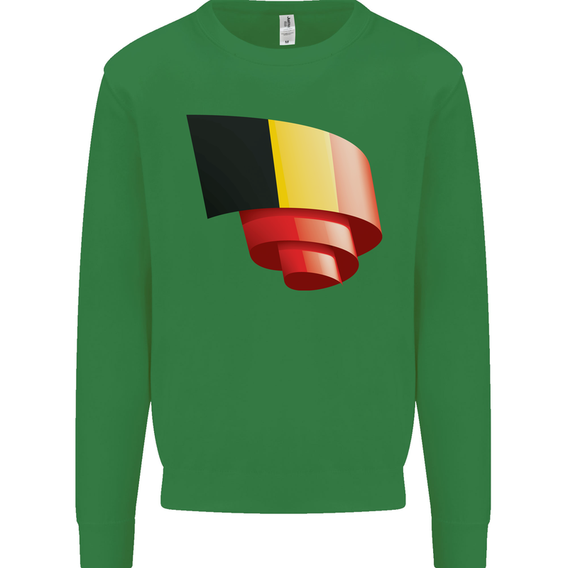 Curled Belgium Flag Belgian Day Football Mens Sweatshirt Jumper Irish Green