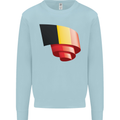 Curled Belgium Flag Belgian Day Football Mens Sweatshirt Jumper Light Blue