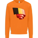 Curled Belgium Flag Belgian Day Football Mens Sweatshirt Jumper Orange