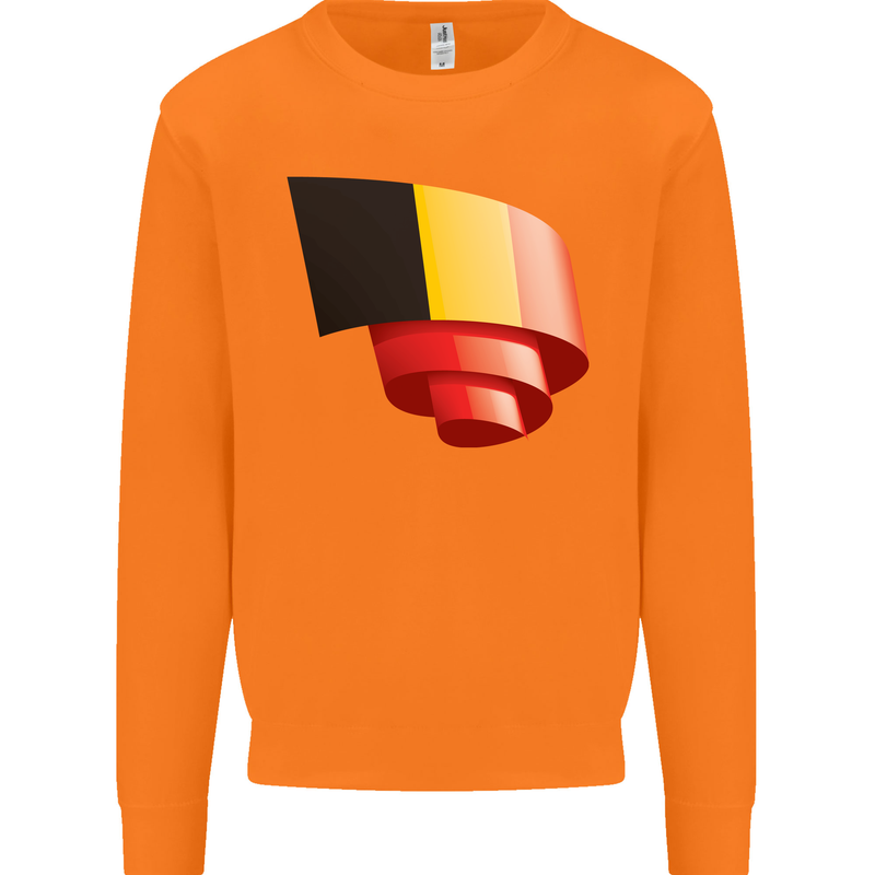 Curled Belgium Flag Belgian Day Football Mens Sweatshirt Jumper Orange
