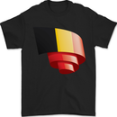Curled Belgium Flag Belgian Day Football Mens T-Shirt 100% Cotton Black