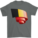 Curled Belgium Flag Belgian Day Football Mens T-Shirt 100% Cotton Charcoal