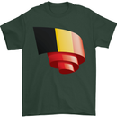 Curled Belgium Flag Belgian Day Football Mens T-Shirt 100% Cotton Forest Green