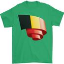 Curled Belgium Flag Belgian Day Football Mens T-Shirt 100% Cotton Irish Green