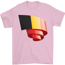 Curled Belgium Flag Belgian Day Football Mens T-Shirt 100% Cotton Light Pink