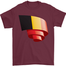 Curled Belgium Flag Belgian Day Football Mens T-Shirt 100% Cotton Maroon