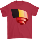 Curled Belgium Flag Belgian Day Football Mens T-Shirt 100% Cotton Red