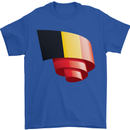 Curled Belgium Flag Belgian Day Football Mens T-Shirt 100% Cotton Royal Blue