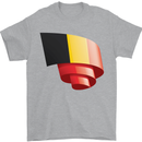 Curled Belgium Flag Belgian Day Football Mens T-Shirt 100% Cotton Sports Grey