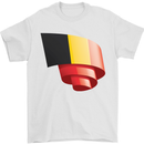 Curled Belgium Flag Belgian Day Football Mens T-Shirt 100% Cotton White