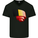 Curled Belgium Flag Belgian Day Football Mens V-Neck Cotton T-Shirt Black