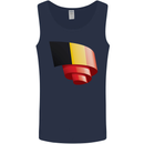 Curled Belgium Flag Belgian Day Football Mens Vest Tank Top Navy Blue