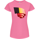 Curled Belgium Flag Belgian Day Football Womens Petite Cut T-Shirt Azalea