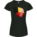 Curled Belgium Flag Belgian Day Football Womens Petite Cut T-Shirt Black