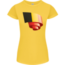 Curled Belgium Flag Belgian Day Football Womens Petite Cut T-Shirt Yellow