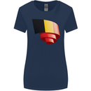 Curled Belgium Flag Belgian Day Football Womens Wider Cut T-Shirt Navy Blue