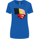 Curled Belgium Flag Belgian Day Football Womens Wider Cut T-Shirt Royal Blue