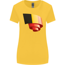 Curled Belgium Flag Belgian Day Football Womens Wider Cut T-Shirt Yellow