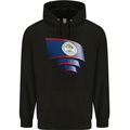 Curled Belize Flag Belizean Day Football Childrens Kids Hoodie Black