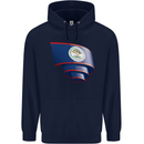 Curled Belize Flag Belizean Day Football Childrens Kids Hoodie Navy Blue