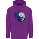 Curled Belize Flag Belizean Day Football Childrens Kids Hoodie Purple
