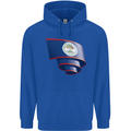 Curled Belize Flag Belizean Day Football Childrens Kids Hoodie Royal Blue