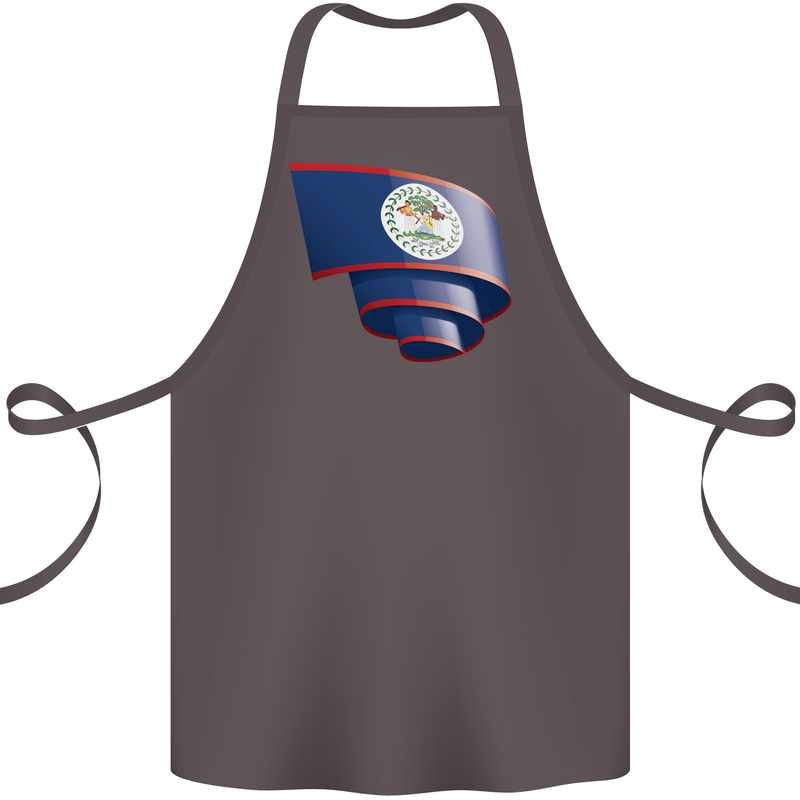Curled Belize Flag Belizean Day Football Cotton Apron 100% Organic Dark Grey
