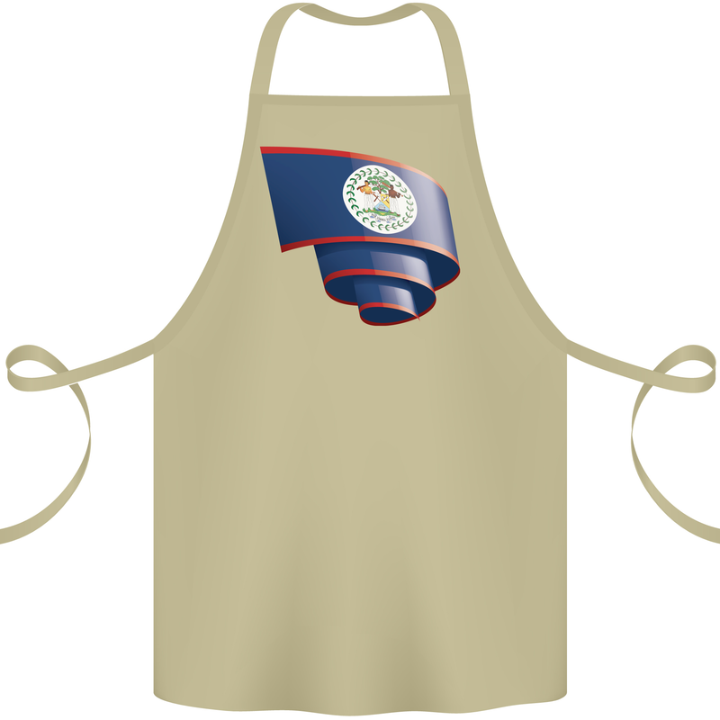 Curled Belize Flag Belizean Day Football Cotton Apron 100% Organic Khaki
