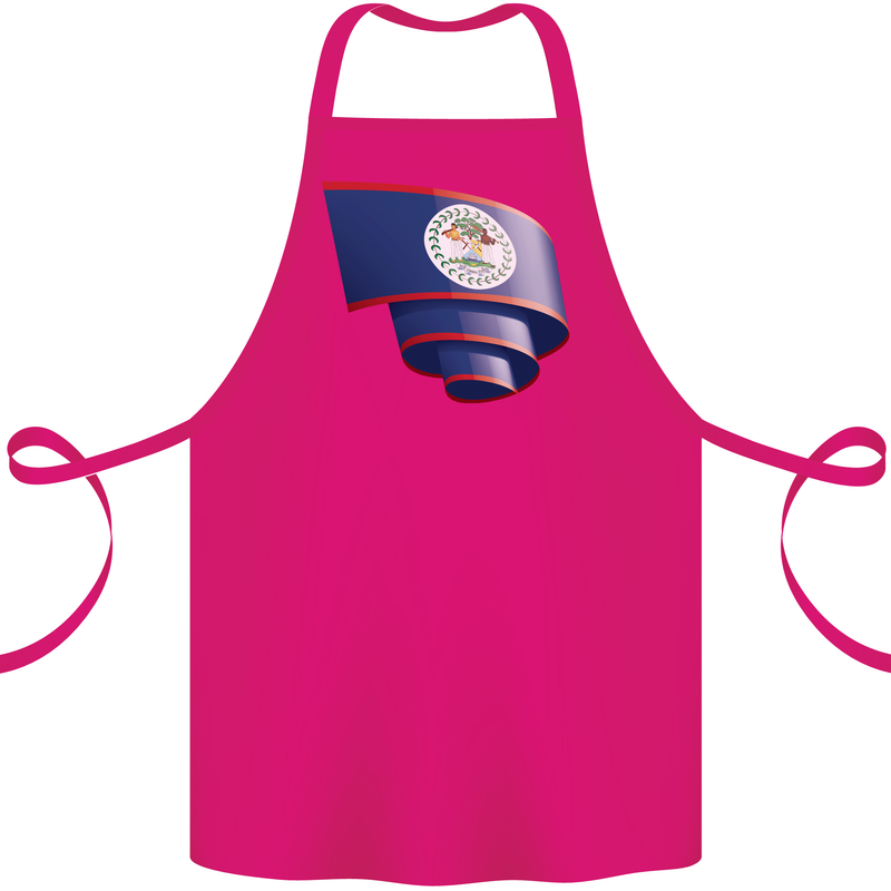 Curled Belize Flag Belizean Day Football Cotton Apron 100% Organic Pink