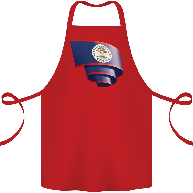 Curled Belize Flag Belizean Day Football Cotton Apron 100% Organic Red