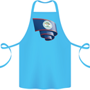 Curled Belize Flag Belizean Day Football Cotton Apron 100% Organic Turquoise