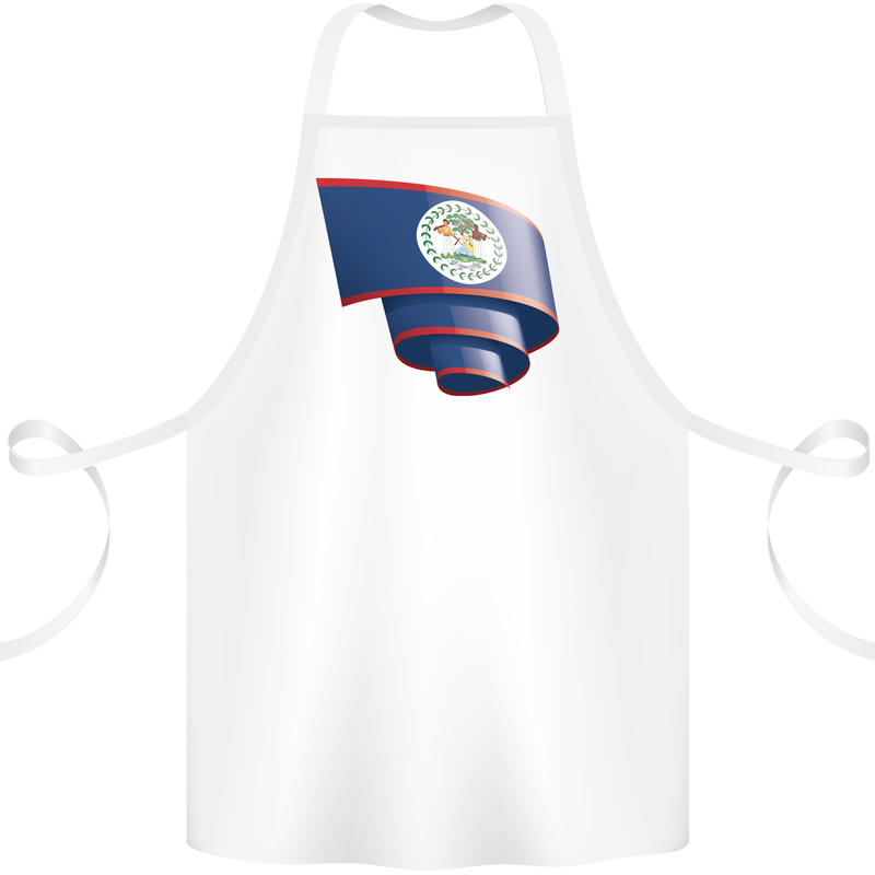 Curled Belize Flag Belizean Day Football Cotton Apron 100% Organic White