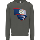 Curled Belize Flag Belizean Day Football Kids Sweatshirt Jumper Storm Grey