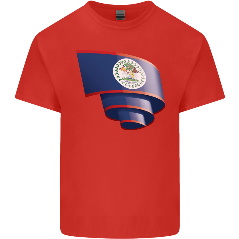 Curled Belize Flag Belizean Day Football Kids T-Shirt Childrens Red