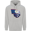 Curled Belize Flag Belizean Day Football Mens 80% Cotton Hoodie Sports Grey