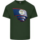 Curled Belize Flag Belizean Day Football Mens Cotton T-Shirt Tee Top Forest Green
